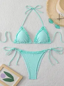 Women's Fashion Split Bikini, Stylish Bikini Set, Stylish Two-Piece Swimsuit, Perfect for Beach & Pool, Trendy Summer Swimwear, Comfortable & Chic Design, Tie Side Bikini