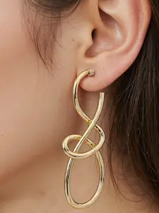 1 Pair of Elegant Gold Knotted Hoop Earrings - Minimalist Handcrafted Zinc Alloy Earrings for Women - Perfect for Casual Wear/Parties/Daily Commute/Mother's Day/Anniversary Gifts