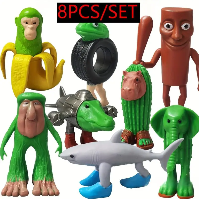 8PCS Italian Brainrot Toy Figures Animals Tralalero Tralala Figure Tung Tung Tung Sahur Figurine Bombardiro Crocodilo Animals Figurine Doll Gifts for Fans
