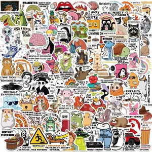 100pcs Mental Breakdown Stickers, Suitable for Scrapbooks, Diaries, Laptops, Water Bottles, Cars, Etc., Featuring Faith-based Designs and Offering Positive Messages As Gifts, Car Decorative Sticker, Car Decal, Side Decals
