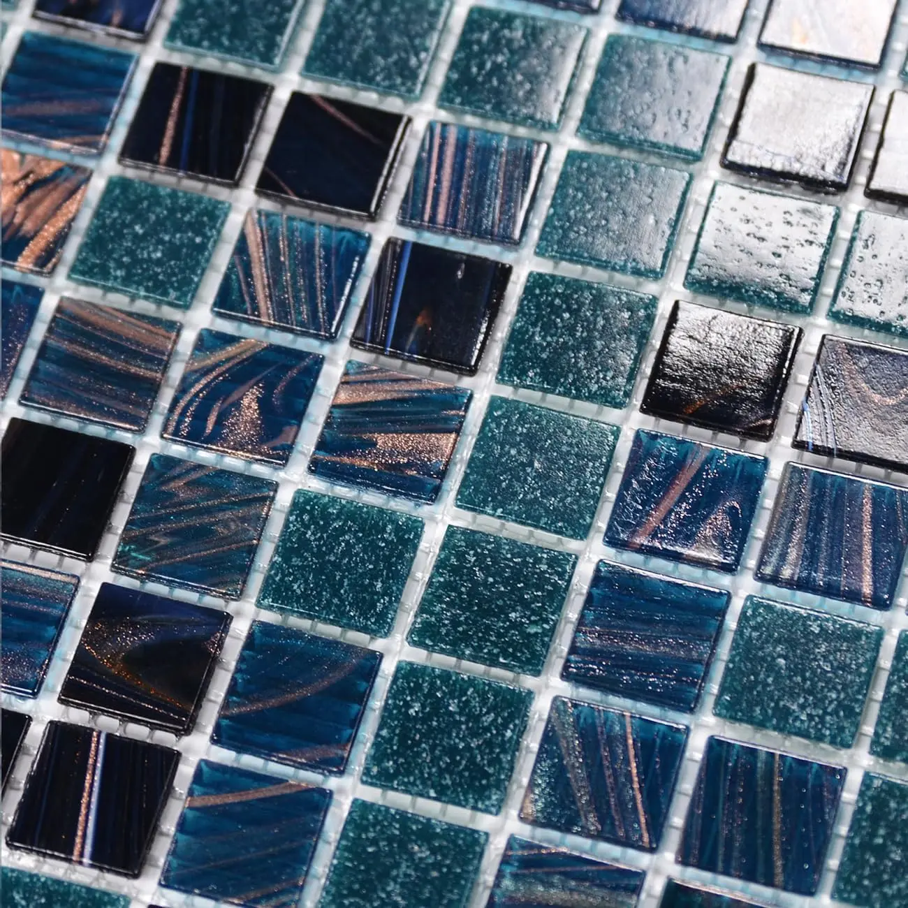 11.5sqft Blue and Green Mosaic Tile for Bathroom Floor and Wall, Accent Wall, Kitchen Backsplash, Swimming Pool, Shower, Restaurants, Hotels, Laundry (10pcs, Indigo Blue and Green)