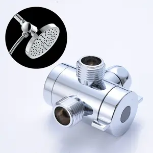 3-Way Shower Diverter Valve, G1/2 Inch Universal Chrome Plumbing, Leak-Proof Design, Durable Plastic Construction, Bathroom Use, Installation