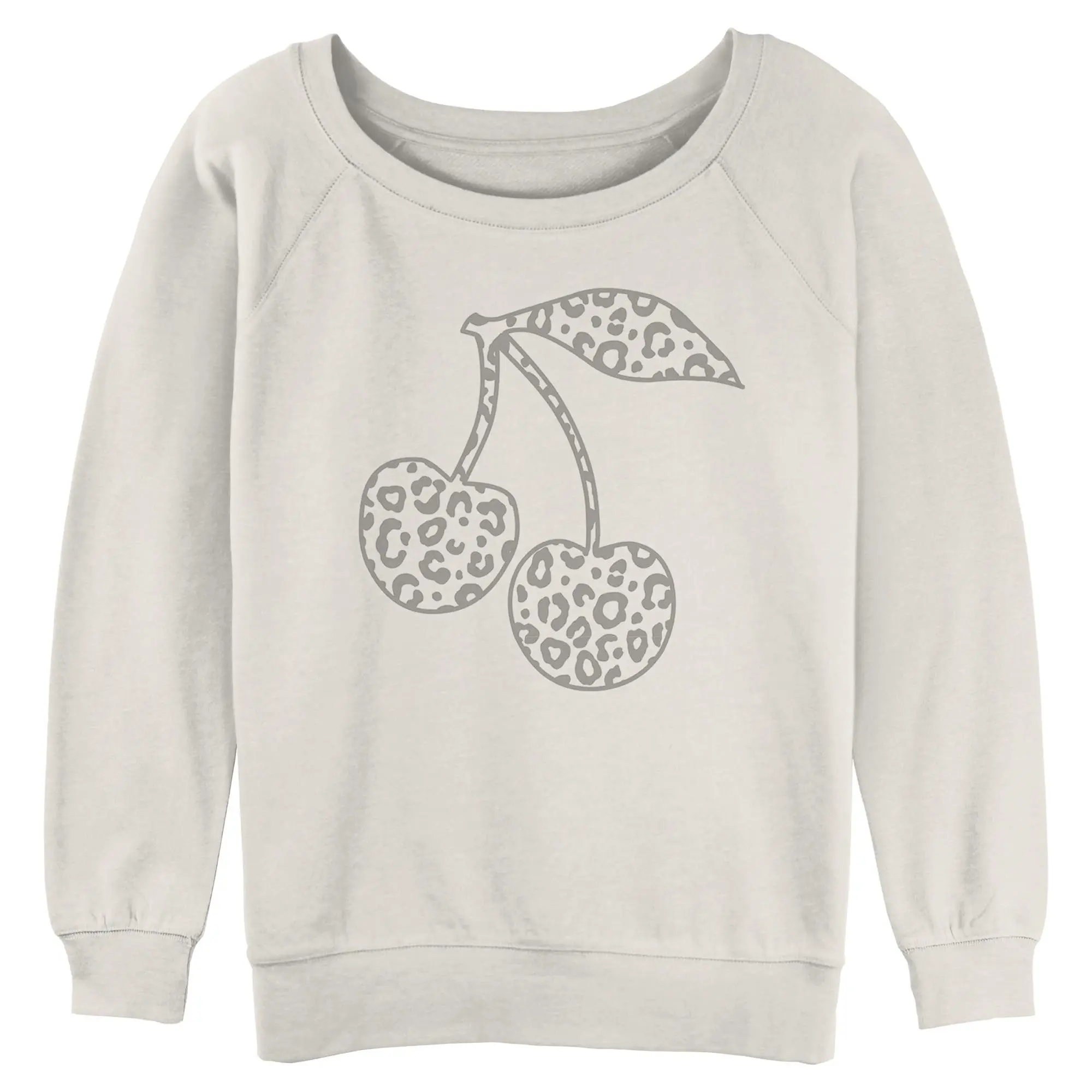 Lost Gods Leopard Cherries Juniors Sweatshirt, Pullover, Long Sleeve, Round Neck, Leopard Print, Daily Wear