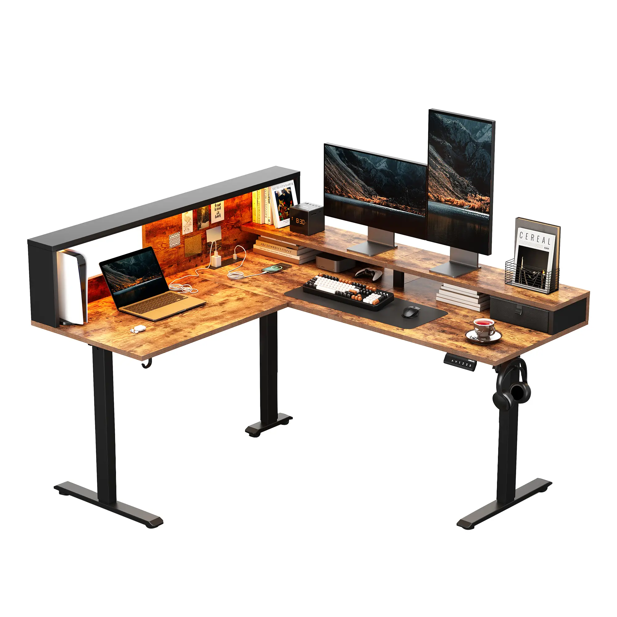 Rustic Brown - LED Lights & Power Outlets