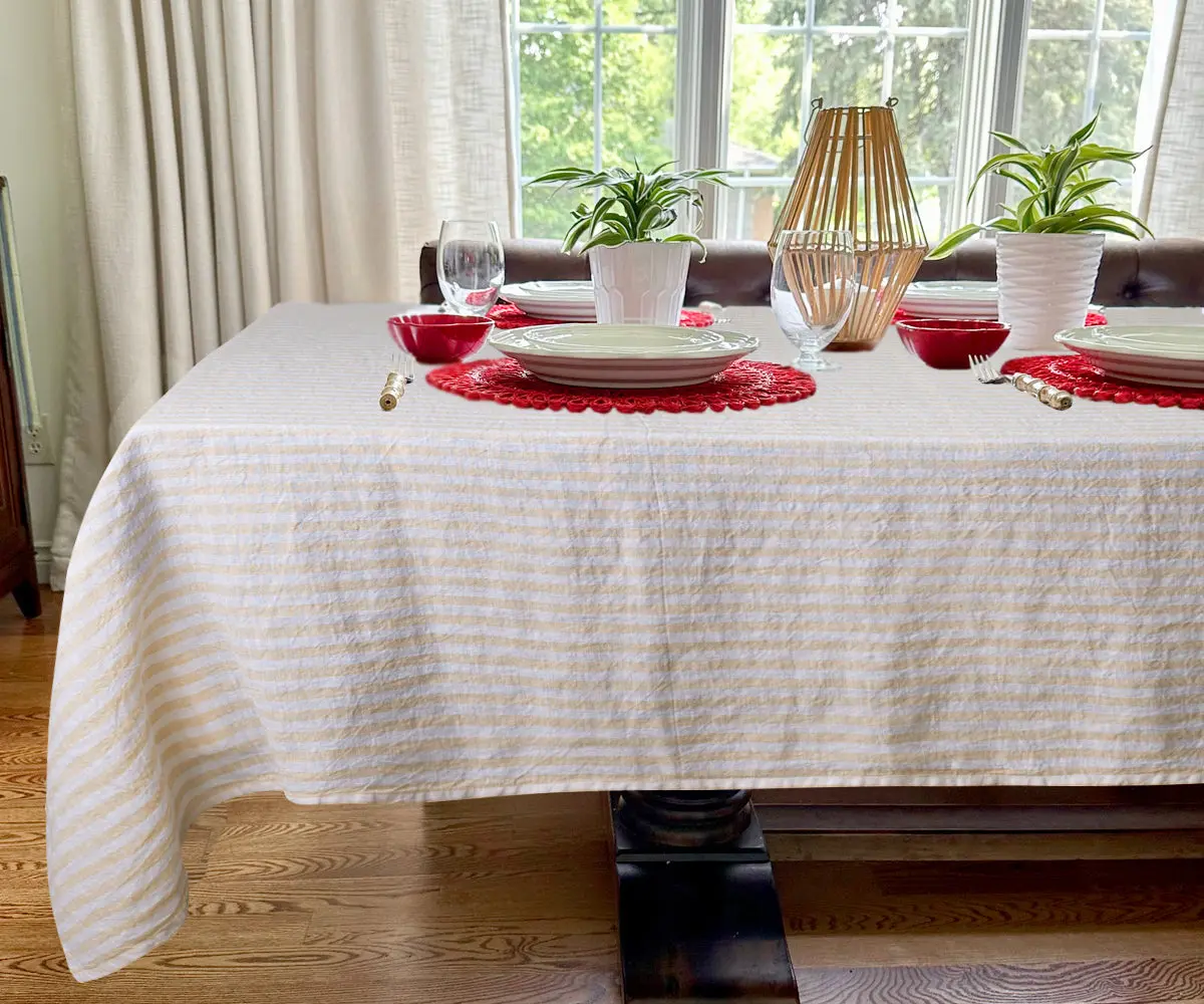 Linen Tablecloth - Rectangle Striped Tablecloths