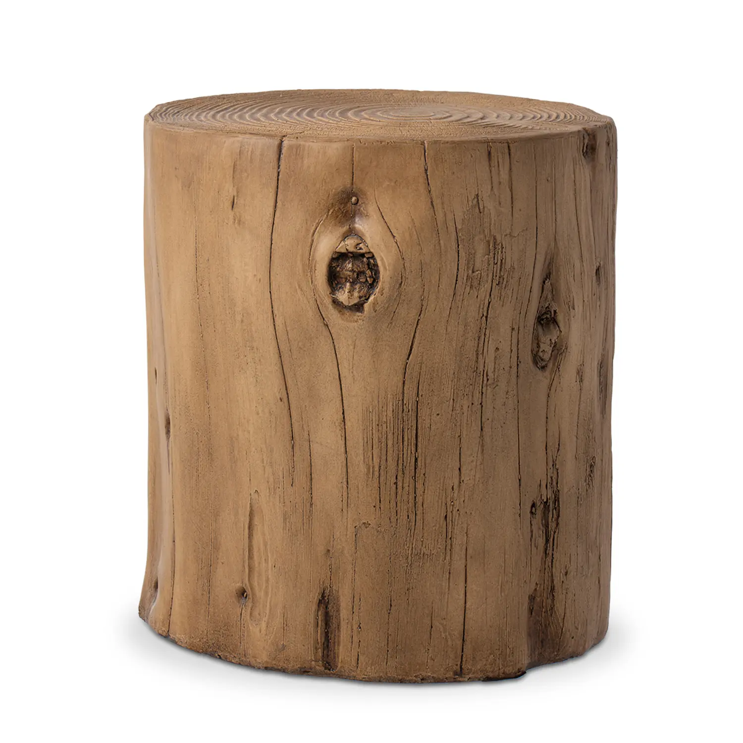COSIEST LIVING Faux Wood Stump Side Table, Realistic Hand-Painted Log Look, Rustic Outdoor End Table, Plant Stand & Stool for Patio, Garden, Porch and Home