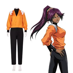 Women's Anime Bleach Yoruichi Shihouin Cosplay Set - 2nd & 3rd Edition Unisex Breathable Polyester Garment, Custom-Fit Clothes for Halloween, Convention Stage Performance