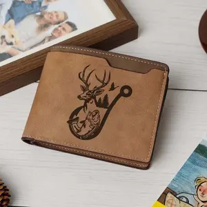 Deer Hunting Fishing Engraved Wallet, Fish Hook Mens Bifold Wallet, Outdoorsman Gift For Him, Hunter Dad Gift