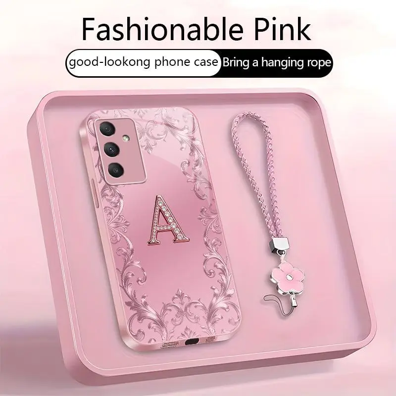 Suitable for [Galaxy A54] high-end women's phone case🥰，free four-leaf clover lanyard included—choose any one of the 26 letters. Drop-resistant and fingerprint-proof. YM99