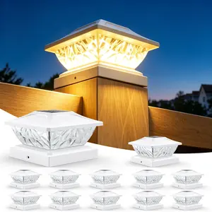 SummerVibes 12 Pack Solar Post Cap Lights Outdoor, Solar Post Cap Lights, 2 Mode Bright Solar Post Lights Outdoor Waterproof, Outdoor Post Lights Solar Powered Deck Lights for 4x4 4.5x4.5 5x5 Posts in Garden Decor