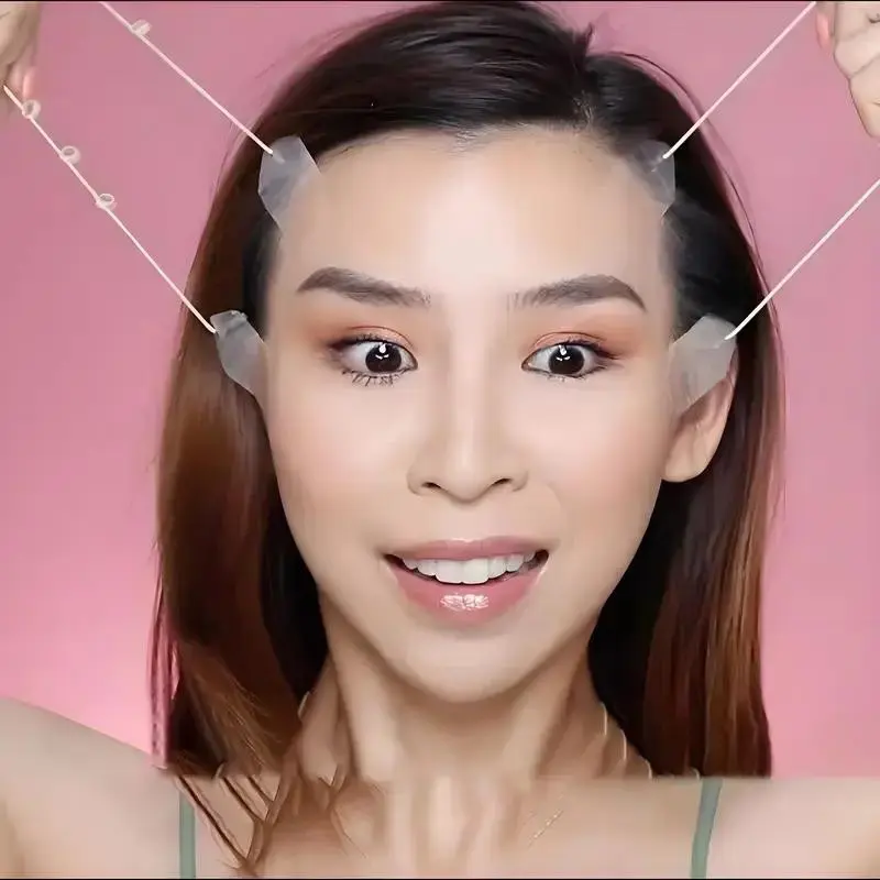 Facial Tape and Bandage Set, 18 Invisible Facial Tapes with 4 Adjustable Straps, Reusable, Fragrance-Free, for Neck, Jaw, Chin, Jawline Contour Tape