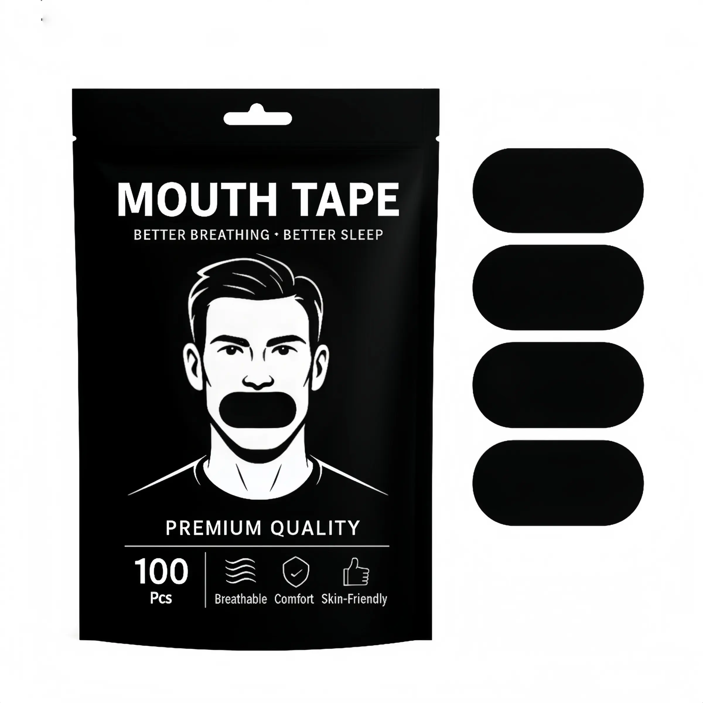 100 Pack Super Breathable Mouth Tape, Strong Adhesive Lip Sleep Strips, Secure Fit for Sport & Night Rest, Improves Sleep Quality