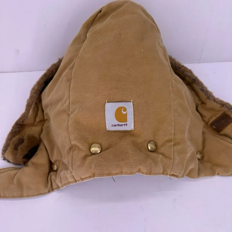 Vintage Carhartt Hood Brown Quilt Lined Faux Fur Snap