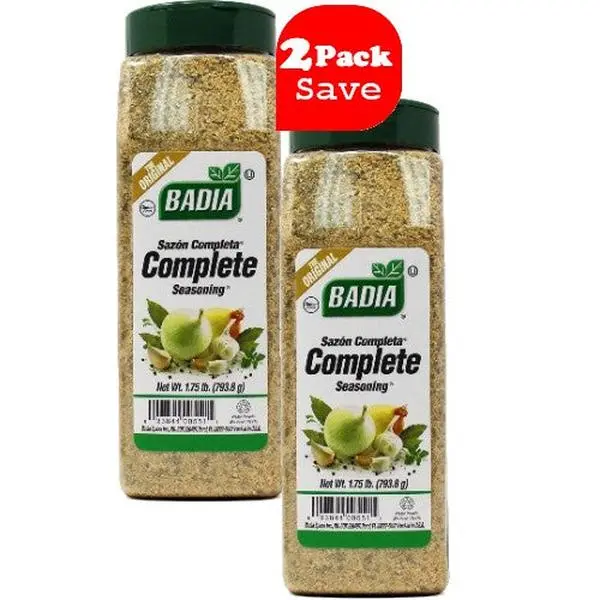 BADIA Complete Seasoning - Natural Vegetable Spice with Salt, Pepper, 1.75 lbs US Family Size, 2-Pack for Cooking Flavor Enhancement