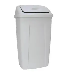 Mainstays 13 Gallon Plastic Swing Top Garbage Bin Gray Kitchen Trash Can with 13 gal Capacity