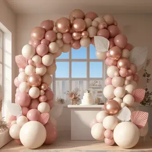 Blush Pink Balloon Arch Garland Kit, Pink Nude Rose Gold Balloons for Boho Baby Shower Wedding Bachelorette Party Bridal Shower