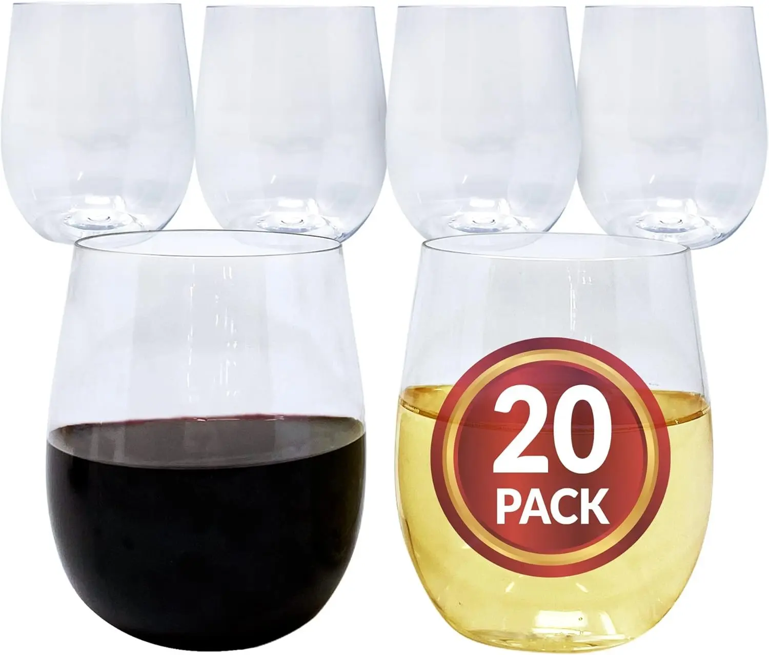 Reli. 12oz Plastic Wine Glasses, 20 Pack | Disposable, Stemless, Clear | Premium Plastic, Wine Glasses, BPA-Free, Stemless, Perfect for Events, Elegant Gift