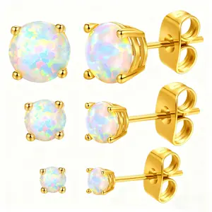 3 Pairs Exquisite gold-plated opal earrings For Women Surgical Steel Stud EarringsTragus/Cartilage/Conch/Helix-Dainty Piercing Hypoallergenic Fashion Jewelry earrings  malcolm  todd thick  studs screw  back  earrings body  jewelry  com helix  cartilage  p