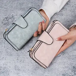 Trendy And Stylish Women'S Long Zip Wallet with a Clasp, Three-Fold Design, Multiple Card Slots, And Large Capacity Clutch