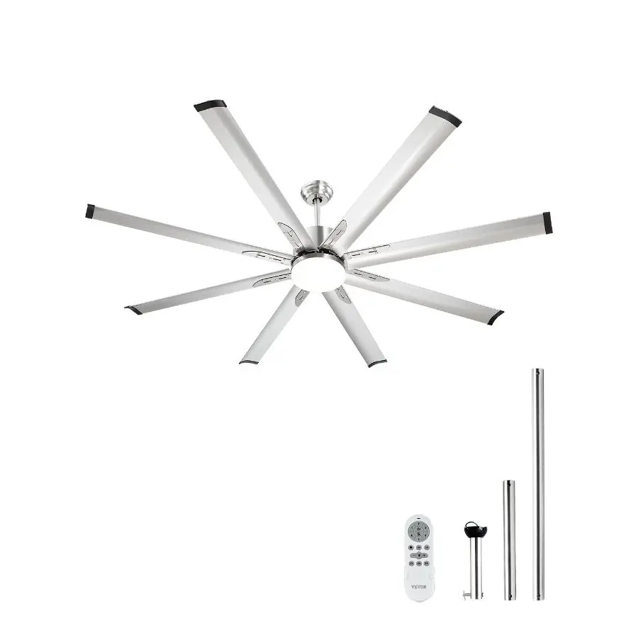 fathersdaygift VEVOR 72 In Ceiling Fan with Light, 6-Speed Remote Control, Dimmable 3-Color Temperature, Reversible DC Motor, Low Profile Flush Mount Fan for Bedroom, Living Room, Indoor/Outdoor Use, Brushed Nickel