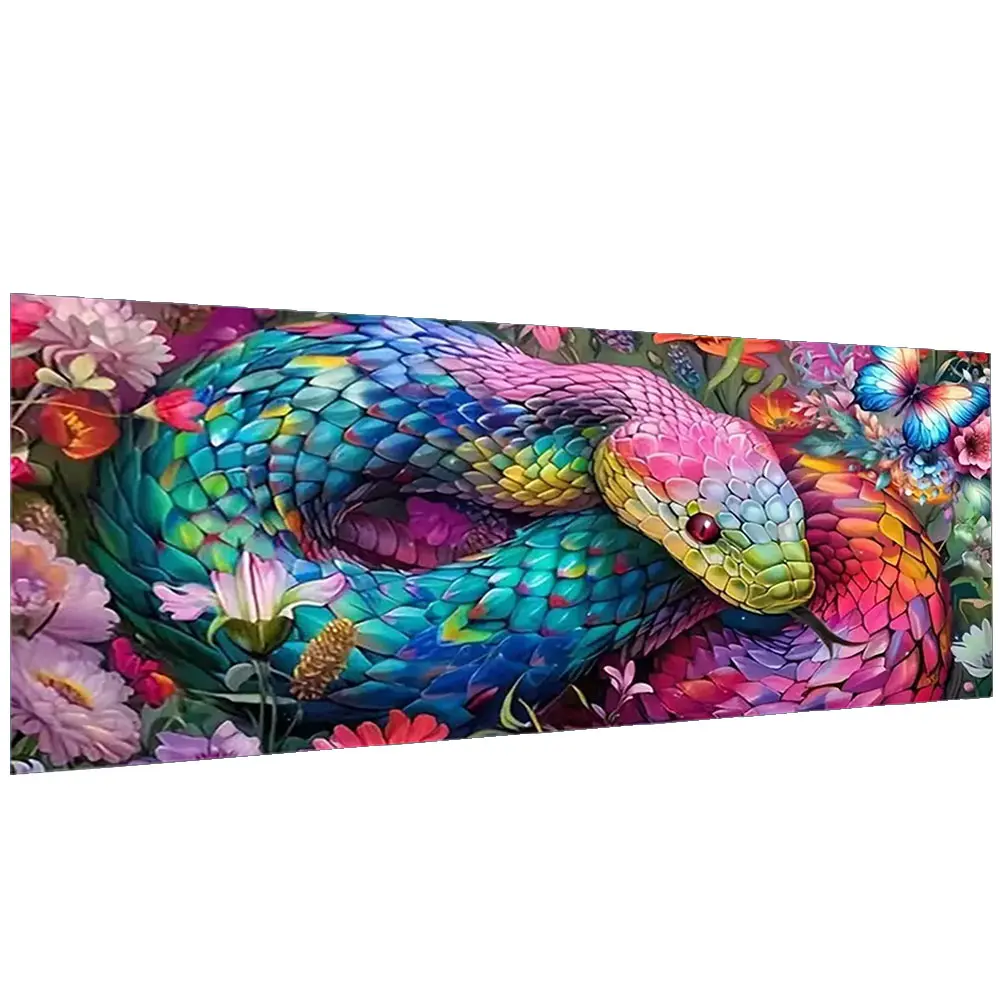 Snake Pattern DIY Diamond Arts Colorful Painting Kit without Frame, Full Round Drill Mosaic Diamond for Art with Tools, Room Wall Decoration