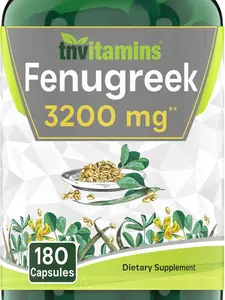 tnvitamins Fenugreek Capsules: 3200 mg - 180 Capsules | Fenugreek Supplement for Men & Women | Fenugreek Seed Powder Extract | Non-GMO | Made in The USA!