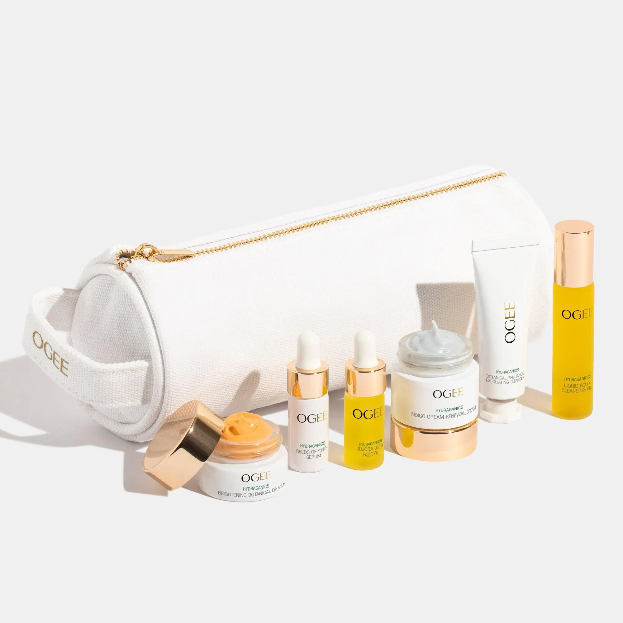 Ogee The Discovery Set - Organic Eye Balm Blend Exfoliant Calming Brightening Skin Repair Balm Cleanser Vegan Cruelty-Free