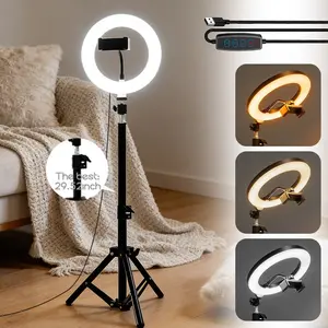 8 Inch LED Ring Light with Adjustable Tripod, 3 Color Modes & Brightness Control, Ideal for Selfie Light, Youtube Tiktok Live Streaming Photography Makeup Video Calls