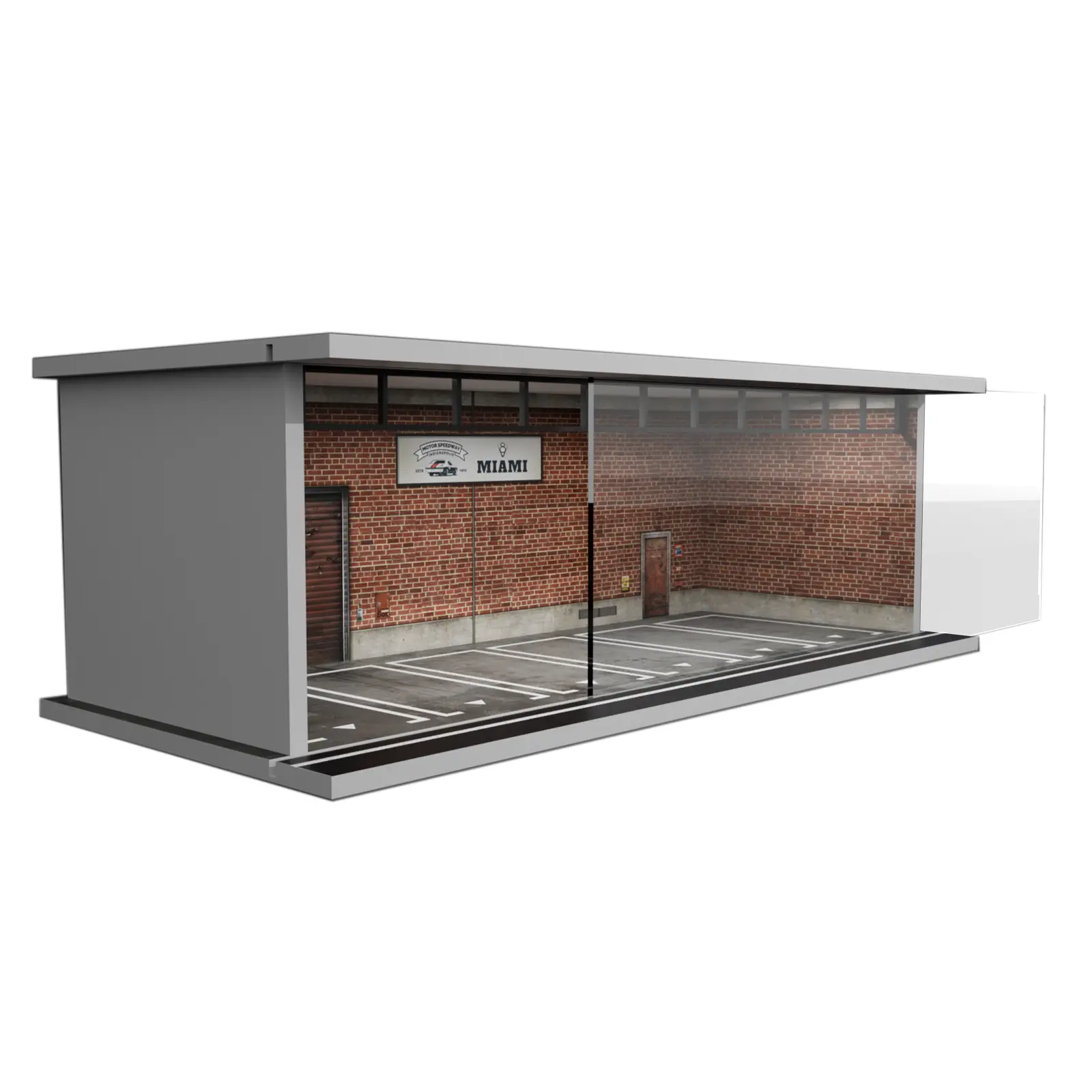 1/64 Scale Die-Cast Model Car Display Case - LED Light, Acrylic Cover, 6 Parking Spaces Collectibles Storage Display Container for Toy Car Dioramas