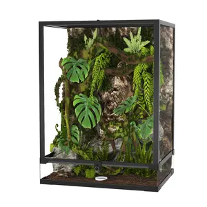 45 Gallon Tall Glass Terrarium for Reptiles, 61x46x61cm, Top Ventilation and Double Hinged Door, Escape-Proof Design for Lizards, Snakes and Amphibians