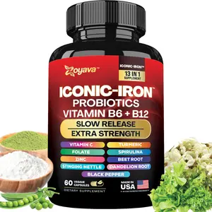 Zoyava Iron Supplement for Women - Multivitamins, Iron Deficiency, Probiotics, & Menstrual Cycle Support - 60 Capsules - Made in USA
