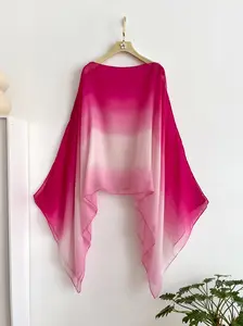 Women's Linen Fringe Gradient Design Beach Scarf, Multifunctional Shawl, Suitable for Headscarves, Daily Use, All Seasons, Fringe Detail