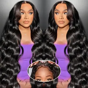 TopSilky 5x9 Glueless Wigs Human Hair Pre Plucked Pre Cut Body Wave 180% Density Wear and Go Glueless Wigs Human Hair 5x9 Hd Lace Closure Wigs Human Hair pre cut（28 inch）