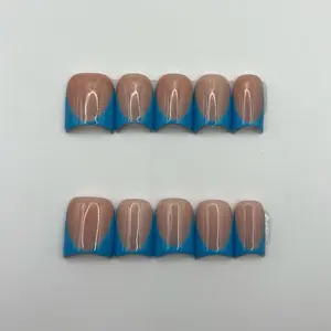 Bubbles Blue French Tips press on nails