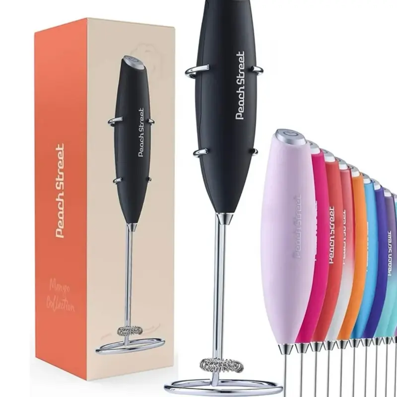Peach Street Stainless Steel Milk Frother - Colorful Design for Perfect Milk Frothing
