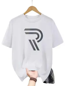 Trendy Reflective Letter Print Short Sleeve T-Shirt, Summer American Street Style Loose Fit Casual Top, Geometric Pattern