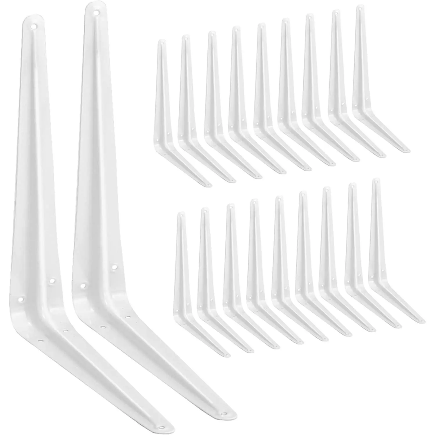20 Pack Shelf Brackets 12 Inches White, Heavy Duty Steel Metal L Brackets for Shelves, J Brackets Wall Angel Corner Brace for  Board