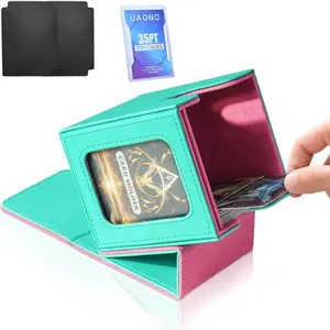Wizards Command Card Box, Trade Card Box, Trading Card Organizer, Magnetic Card Display Case, Storage Holder for 100 Dual-Layer Cards & Accessories, Card Hobby Box, Casual Style