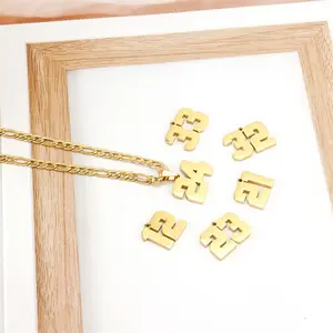 springtok Stainless Steel Necklace Golden Athlete Men's Sports Number Necklace Men's Daily Wear Gift