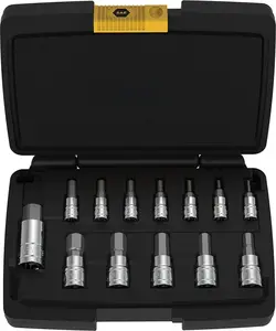 HEX Bit Socket Set,  S2 Alloy Steel | 13- SAE 5/64" - 9/16" Set | Enhanced Storage Case (LX-142)