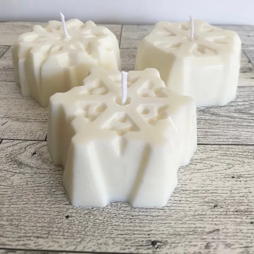 Snowflake Candles / Set Of 3 / Winter Candles