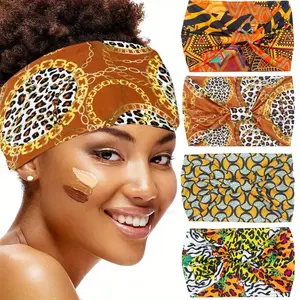 4Pcs Leopard Headbands For Women Strap Hair Band Stitch Rainbow Hair Accessories Woman Elastic  Sexy Personality Party Match Headband