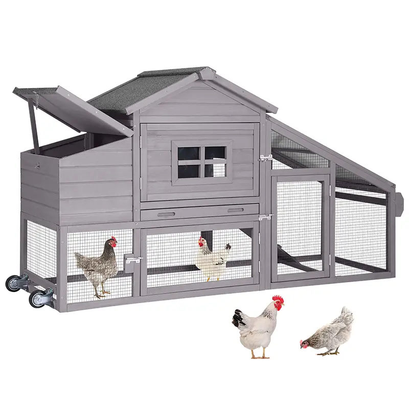 Summervibes Aivituvin Chicken Coop Mobile Hen Coop, Large Poultry Cage with Wheels Outdoor Backyard Chicken House ,Wooden Chicken Coop on Wheels for 2-3 Hens