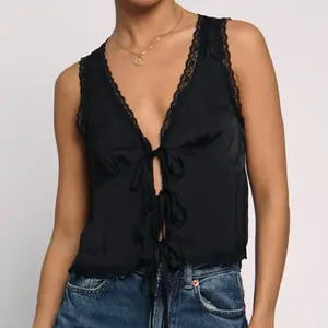 April Satin Tie Front Top