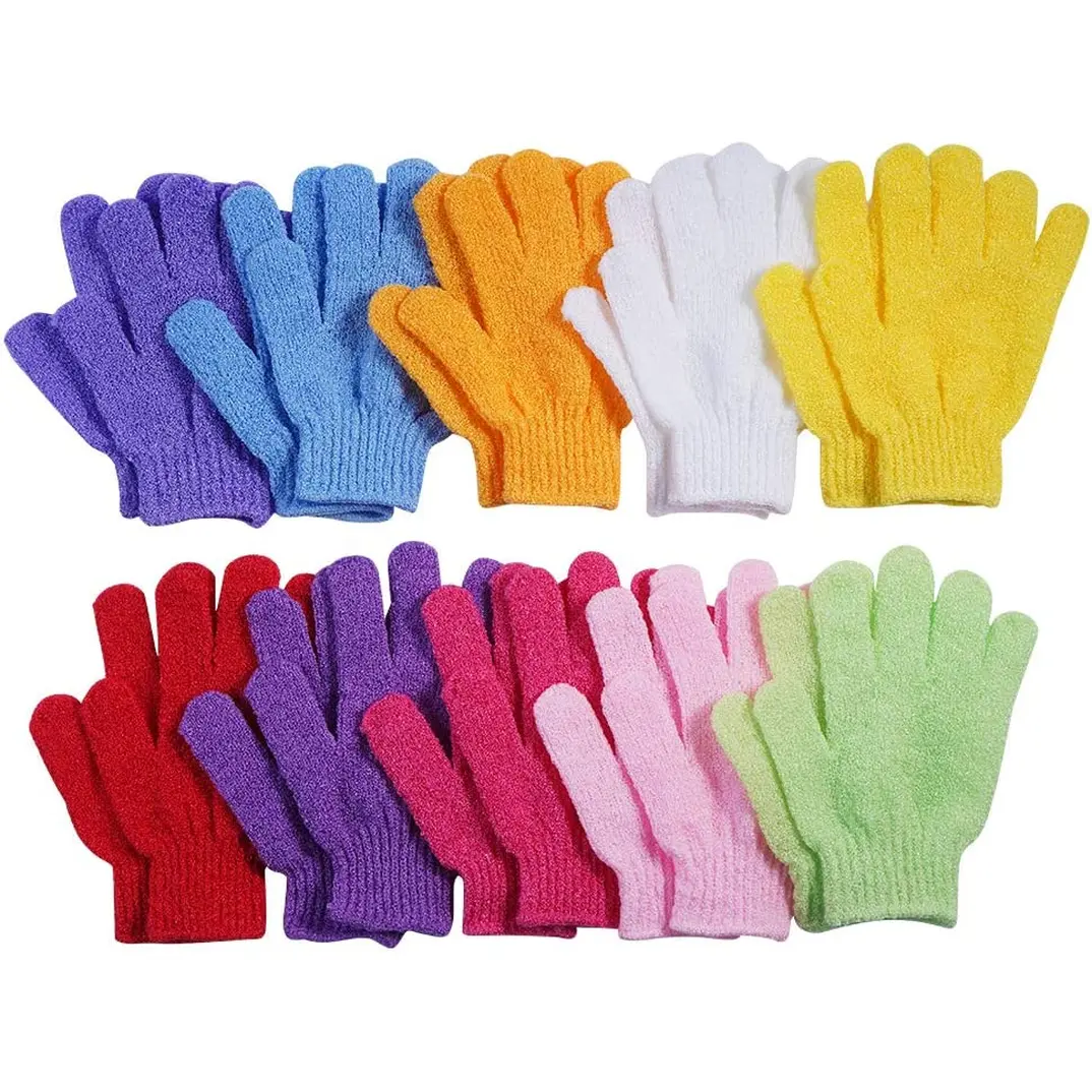 10 Pairs Exfoliating Gloves,Made of 100% Nylon,10 Colors Double Sided Exfoliating Gloves for Beauty Spa Massage Skin Shower Body Scrubber Bathing Accessories. CVNDKN
