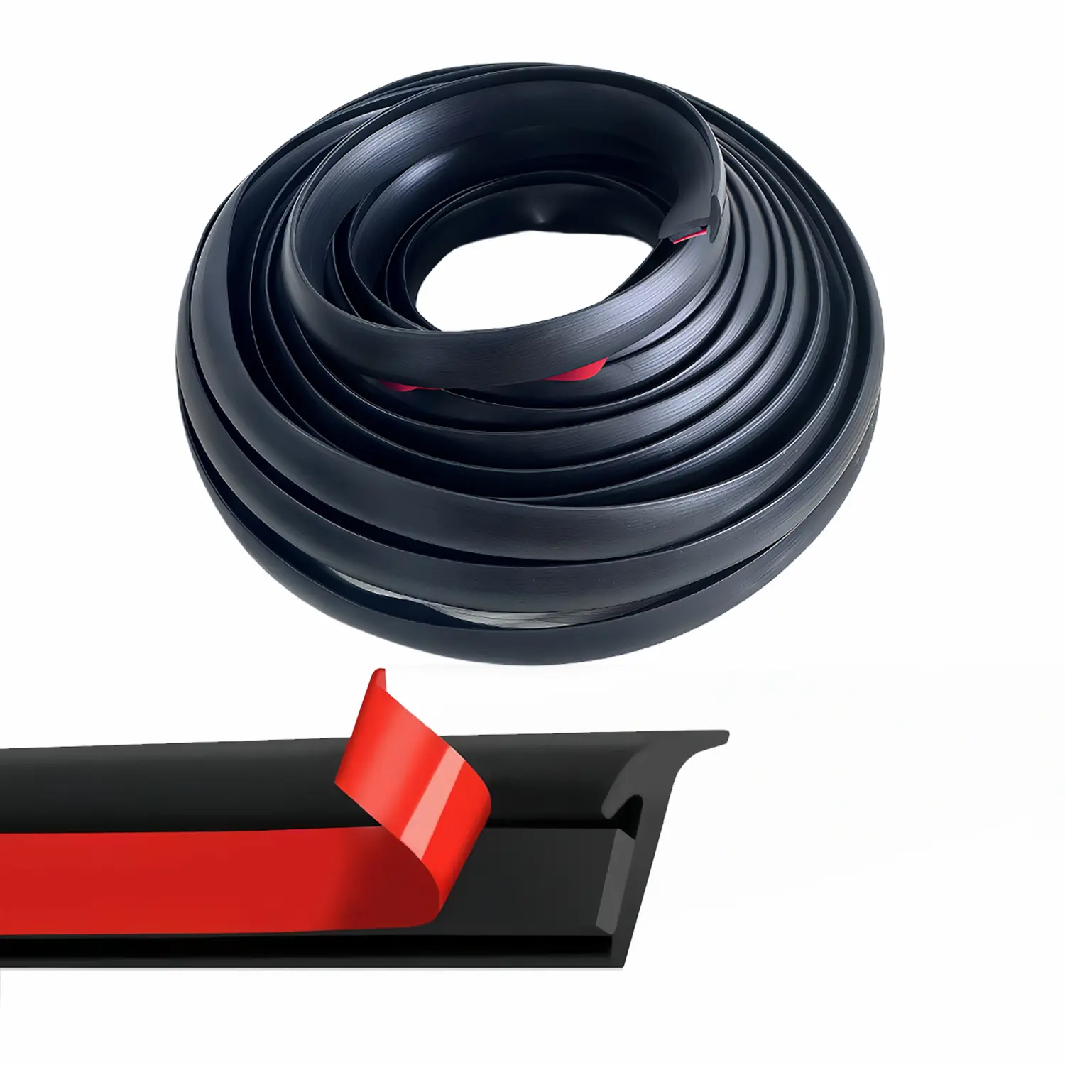 5M/16.5Ft Universal Self Adhesive Auto Rubber Weather Draft Seal Strip, Car Windshield Edge Moulding Sealing Strip Soundproof T-Type Rubber Edge Protector Trim, Black, 6 * 10mm
