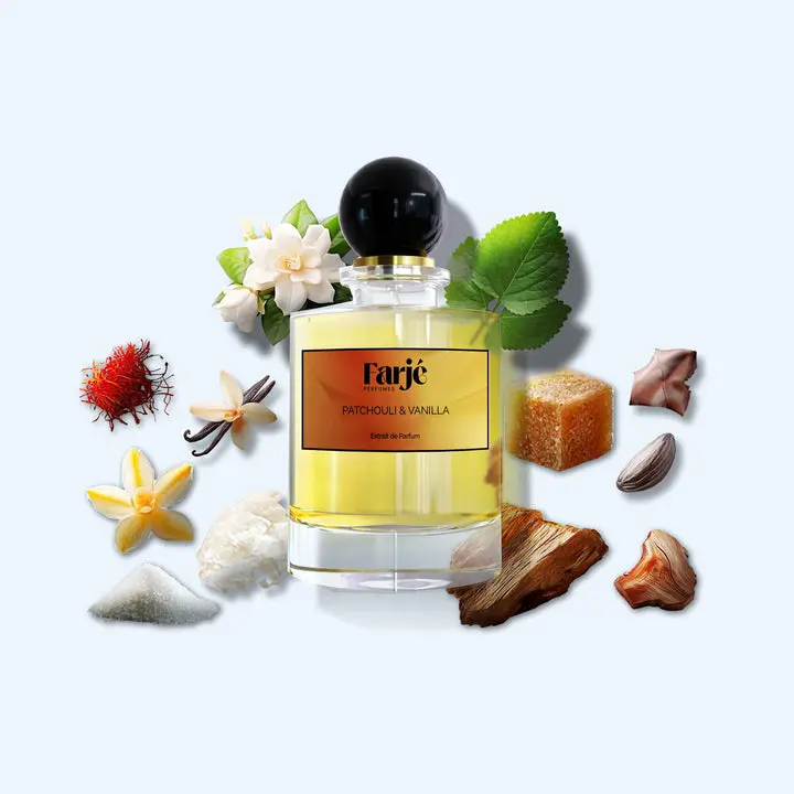 Farje Perfumes – Patchouli & Vanilla Extrait De Parfum Unisex 100ml – Finest Niche Quality Ingredients – Amber Gourmand Fragrance with Vanilla, Brown Sugar, Patchouli and Oud Woods – Rich, Sweet and Long Lasting