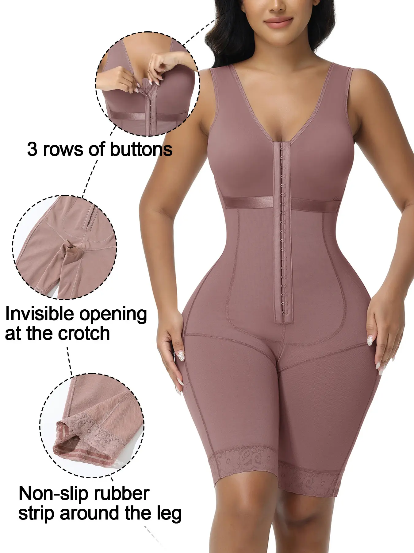 Women's Shaping Bodysuit, Body Sculpt, Shapewear, Underwear, Slimming One-Piece, 3 Hooks, Butt Lifter, Waist Cinch, 3 Colors, All Seasons, Casual Plain Style, Minimalist