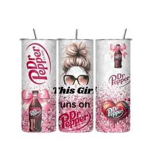 Classic Reusable Dr. Pepper Water Bottle Tumbler, Original Design, Simple & Stylish Lid-Included Drinkware, BPA-Free, Washable, Portable Kitchenware