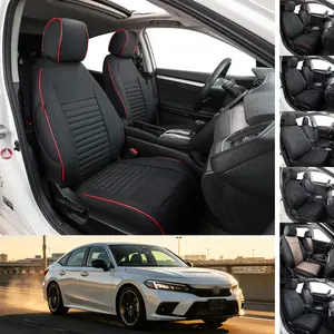 EKR Custom Fit Honda Civic Car Seat Covers (Fits 2016-2025 EX EX-L EX-T Touring) Full Leather Black Waterproof Stain-Resistant Easy Install All-Season Car Seat Protection Interior Upgrade 2-Year Warranty